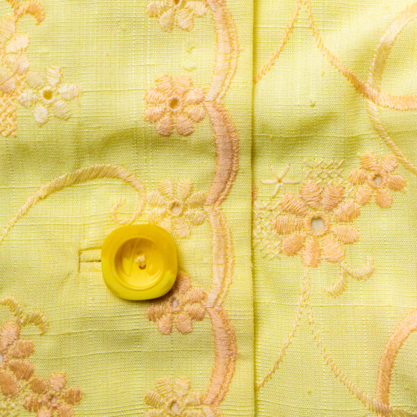 カナリア色地刺繍花柄半袖セットアップ　拡大